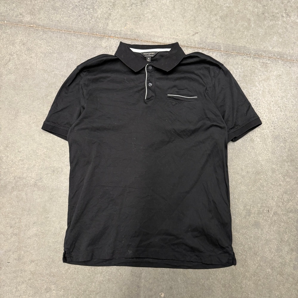 Banana Republic Mens Luxe Touch Performance Polo Shirt Black Short Sleeve Medium